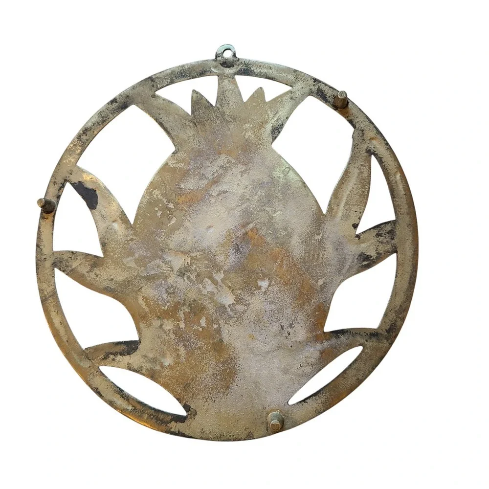 Vtg Trivet Solid Brass Pineapple 7.5